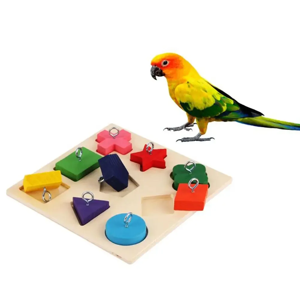 Parrot Educational Training Toys 9 Grid Colorful Wooden Block Safe Tasteless Pet Educational Toys Bird Toy Supplies