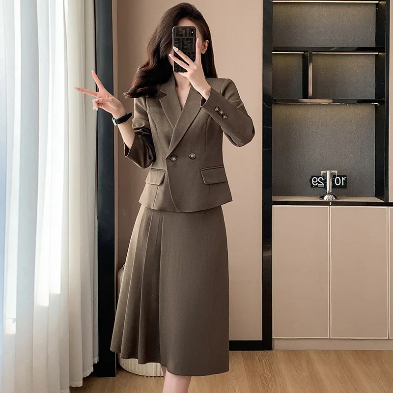 Newest 2024 Autumn Professional Women Business Suits with Blazer Coat and Skirt OL Styles Uniform Ladies Office Work Wear Sets