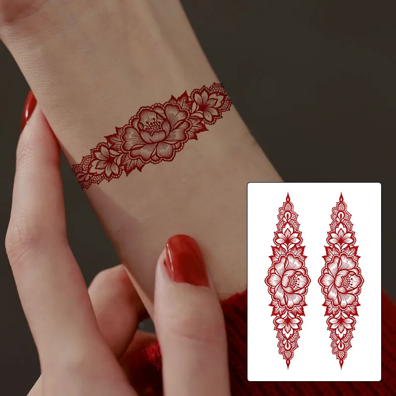 

Подлокотник с красными цветочными татуировками, водонепроницаемыми и защищенными от пота, реалистичными поддельными татуировками, временными наклейками с ручной росписью