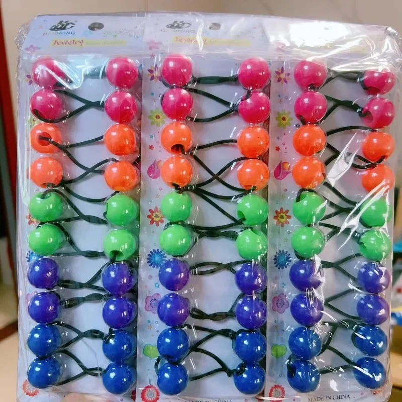 10pcs Elastic Ponytail Beads Knocker Ball Hair Ties Kids Hair Balls for Toddler Girls Hair Bobbles with Balls Without Paper Card