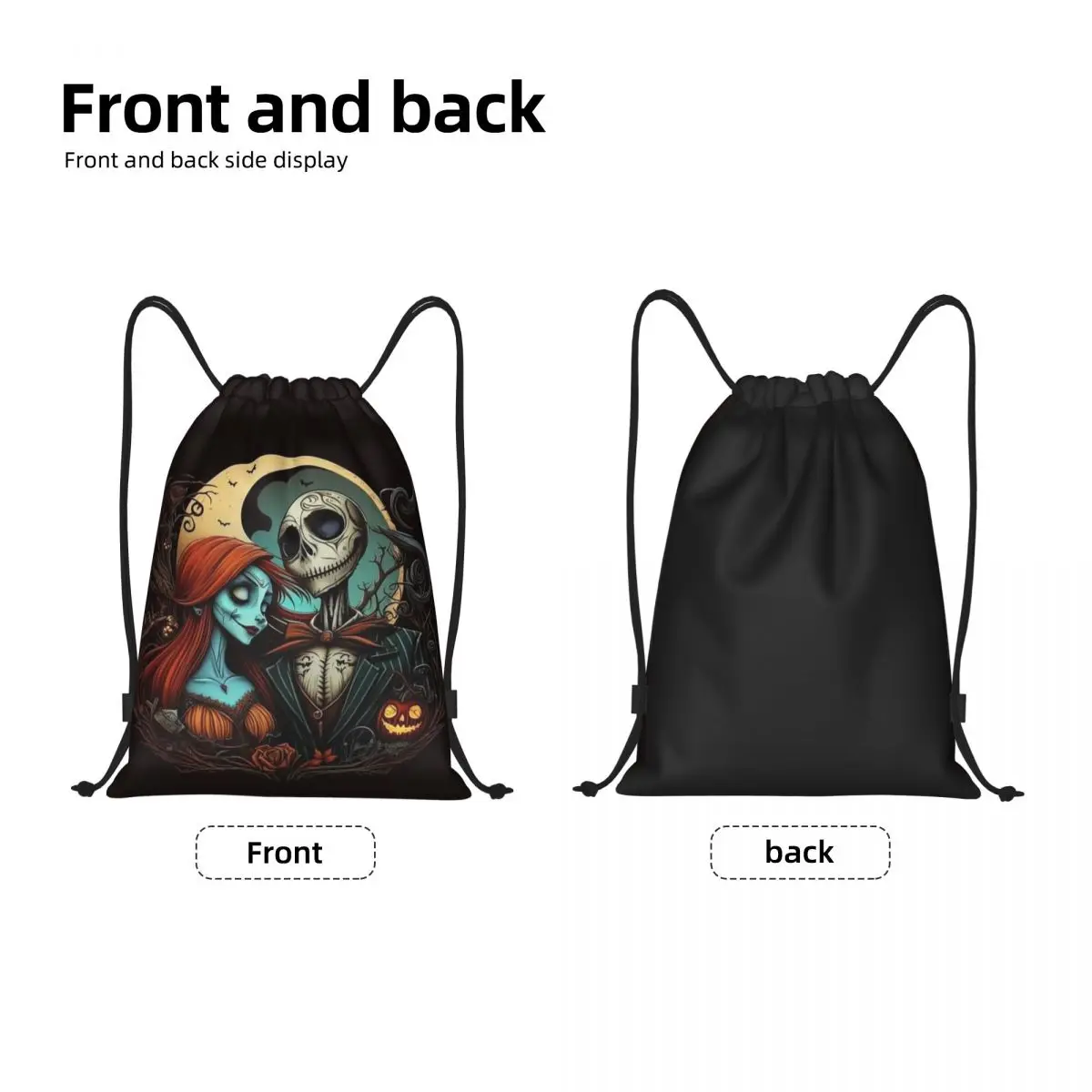 Custom Halloween Jack Skellington Trekkoord Rugzak Sport Gym Sackpack Draagbare Nachtmerrie Voor Kerst Training Tas Zak