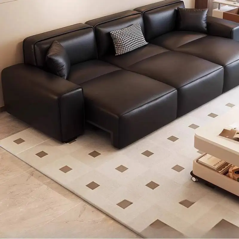 โซฟาห้องนั่งเล่นสีดำคลาสสิก สไตล์มินิมอลยุโรป นอร์ดิก โซฟาพัฟห้องนั่งเล่น โซฟาพักผ่อนทันสมัย เฟอร์นิเจอร์สำหรับบ้าน