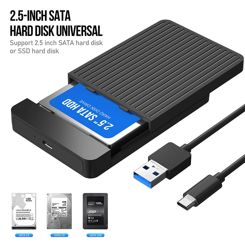 เคส HD externo USB 3.0สำหรับ2.5 "SATA2 3กล่องฮาร์ดไดรฟ์ภายนอกเคสมือถือที่มีสายรองรับ6TB SATA SSD ดิสก์ HDD