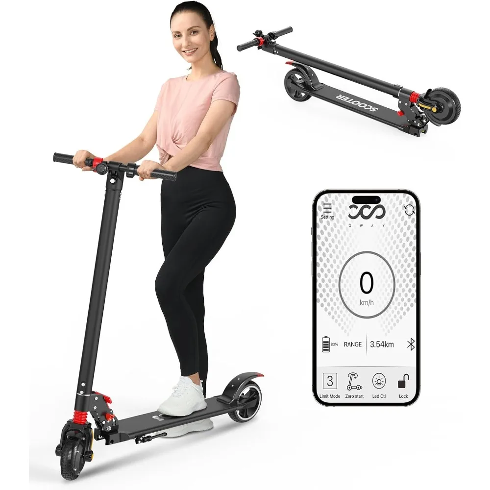 Patinete eléctrico plegable, monopatín con Motor de 250W, potencia máxima de 15MPH, rango de 8 millas, neumático sólido de 6,5 pulgadas