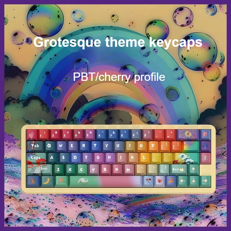 Grotesque Theme Keycaps Set PBT Sublimation Cherry Profile Keycaps for Mechanical Keyboard Accessories Custom Colour Key Caps