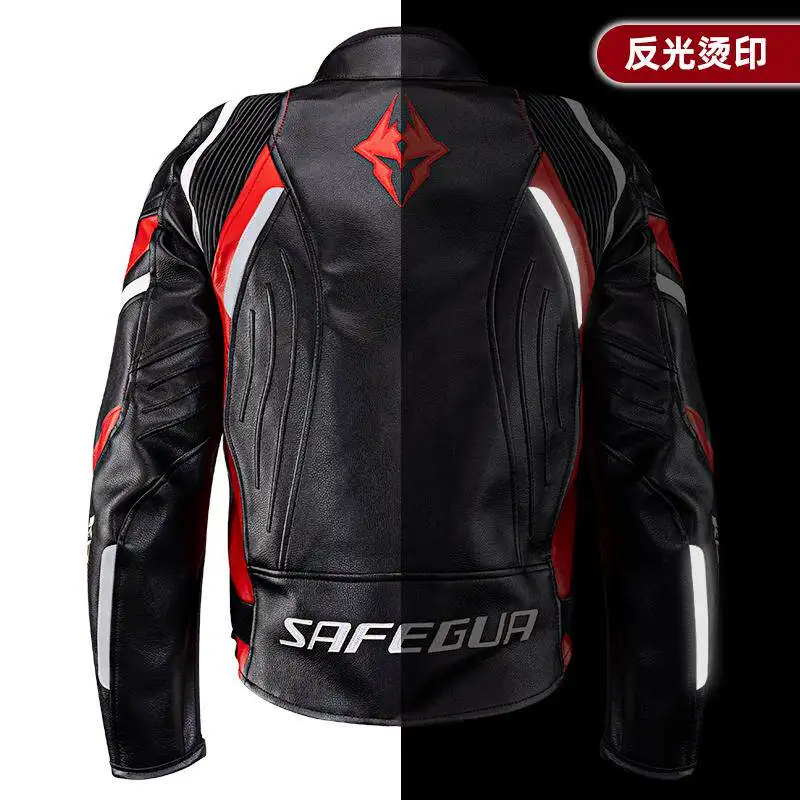 Motorcycle jacket spring autumn winter titanium alloy leather jacket suit men's one-piece thermal windproof racing jacket