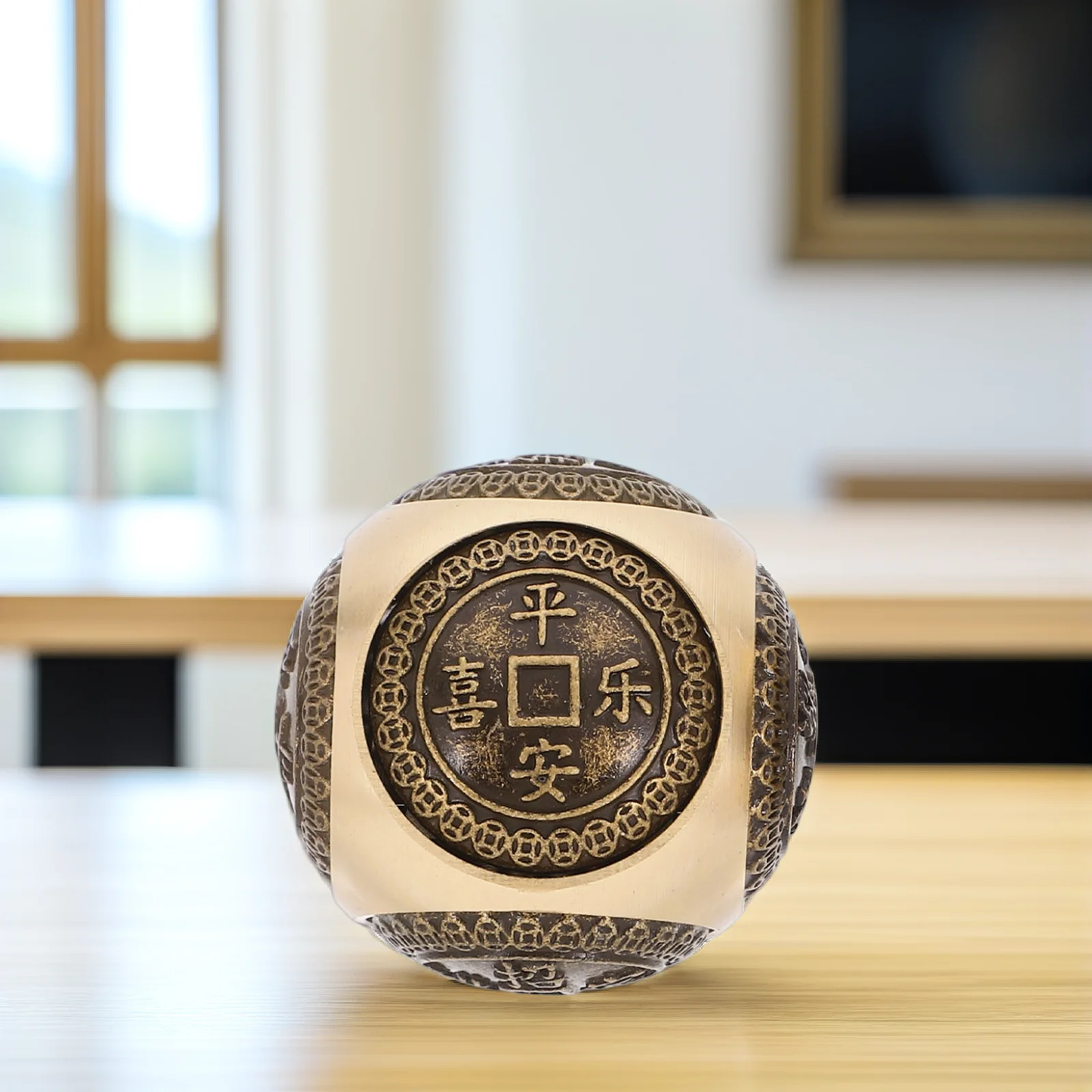 

2 шт. латунные шарики для упражнений для рук, шестисторонние рельефные металлические шарики Баодин для фитнеса, медитации, расслабления мышц, снятия стресса, рук