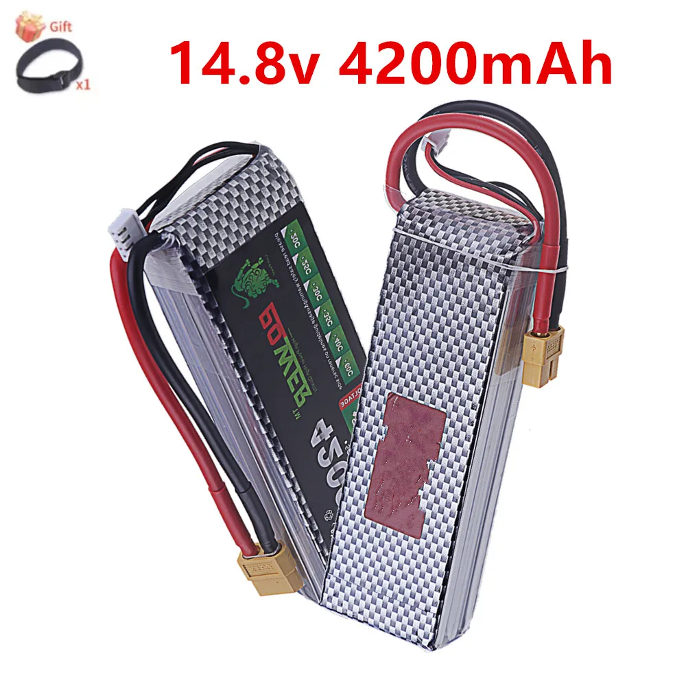 

LiPo Rechargeable Battery 4S 4200mAh 60C 14.8V for RC FPV Racing Drone Quadcopter Drone Batteries With XT60 Connector Deans Plug