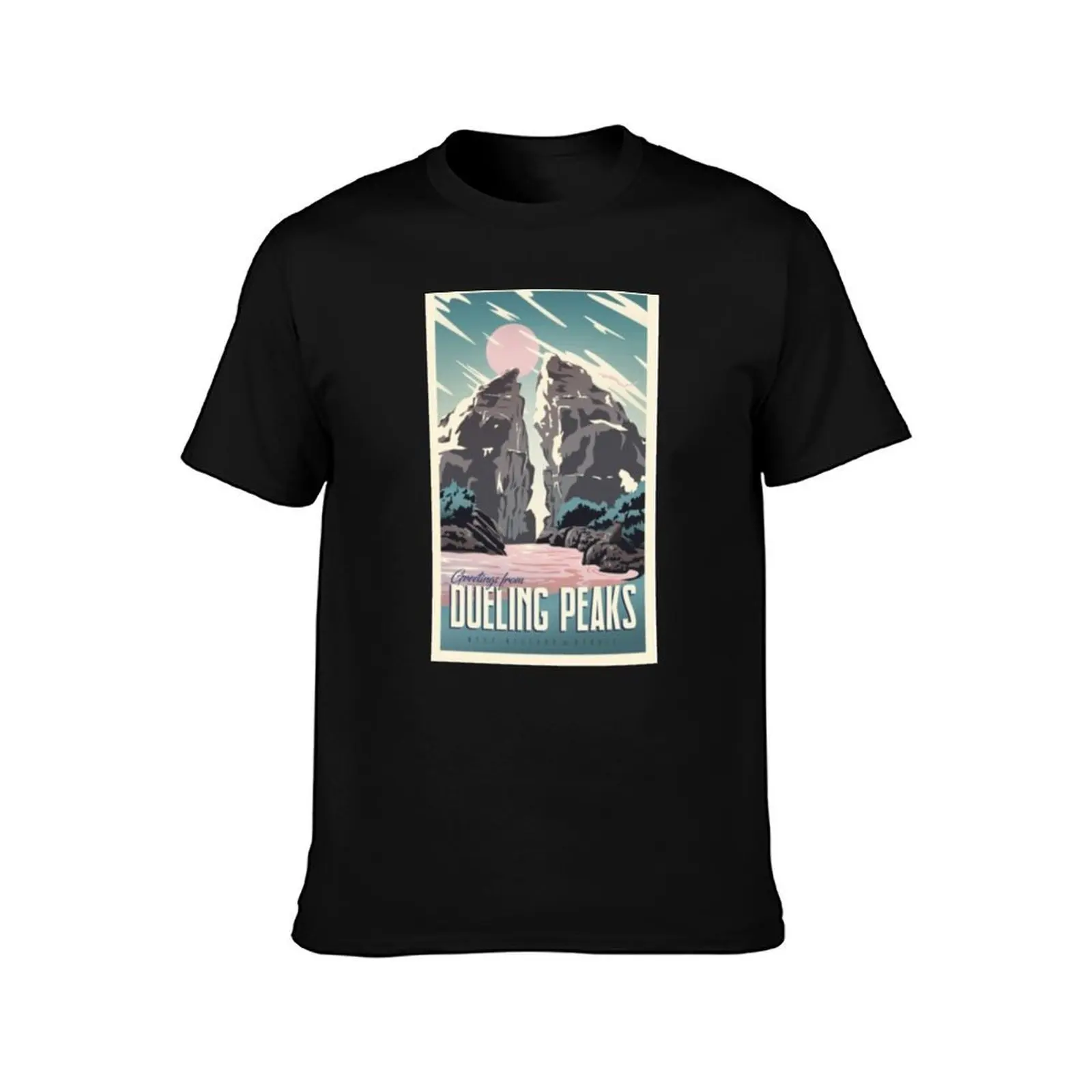 Greetings from Dueling Peaks T-Shirt, Summer Casual Cotton Tee, Oversized Streetwear Tops, Vintage Graphic Print, 100% Cotton