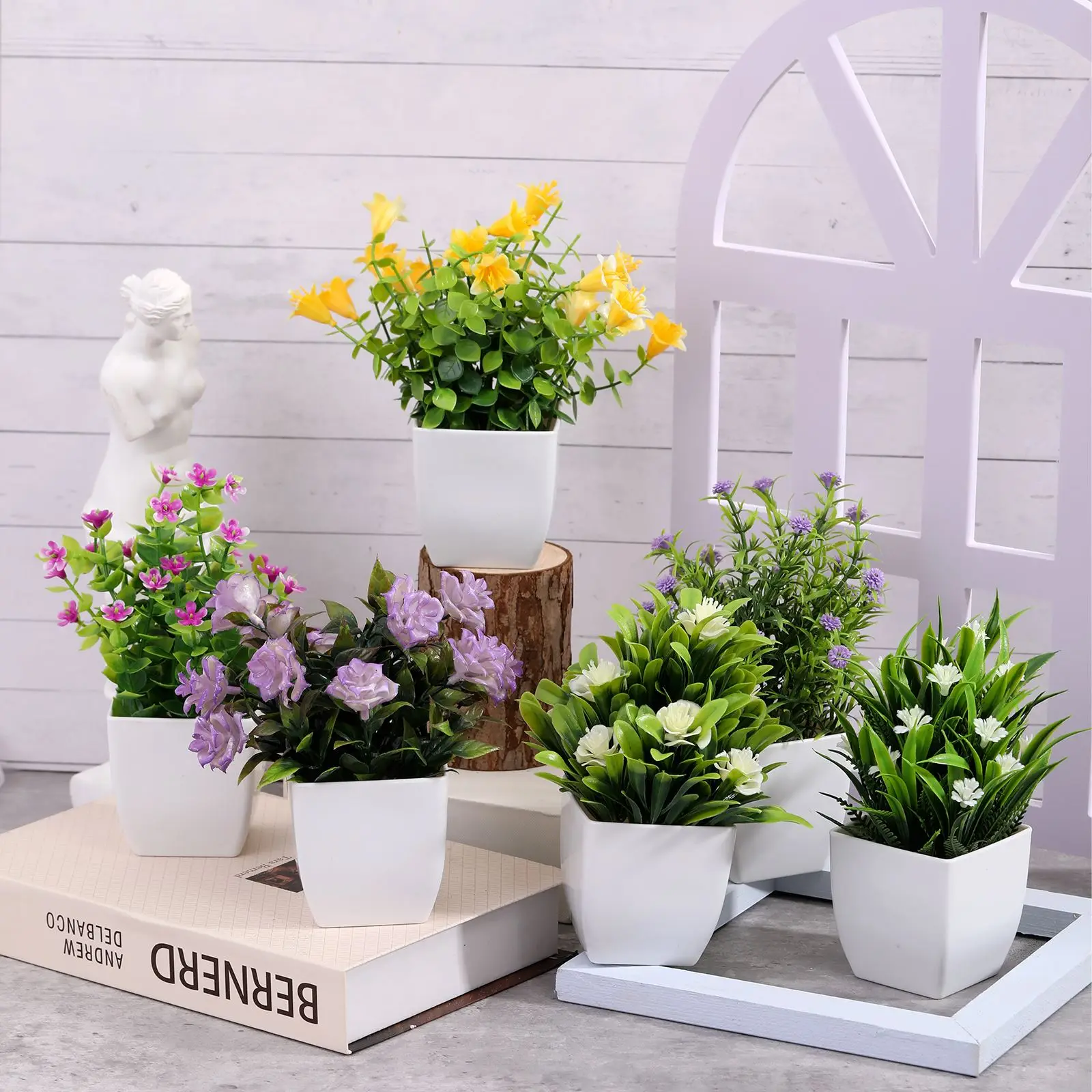 Artificial Plastic Plants Bonsai Small Tree Pot Fake Plant Potted Flower Home Room Table Decoration Garden Arrangement Ornaments