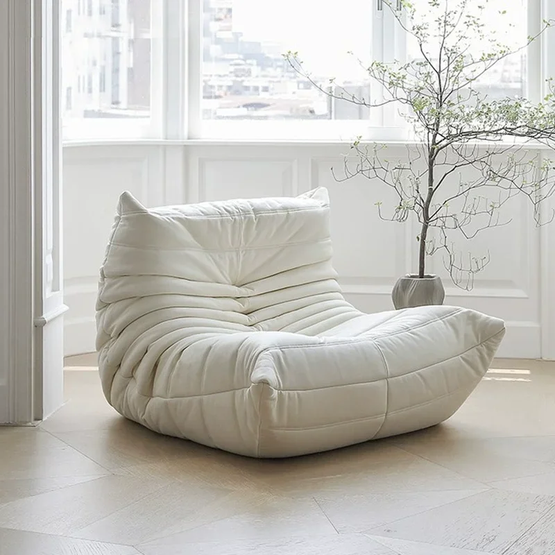 Single Casual Sofa Chair with Cat Scratch Leather Nordic Togo Lazy Caterpillar Sofa Bedroom Living Room Balcony Suede Sofa