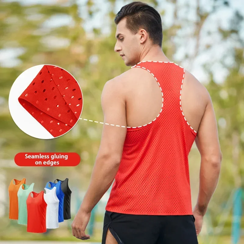 Athletics Tank Tops Summer Marathon Long Distance Running Quick Dry Vest Men Breathable Mesh Sports Trail Running Training Male