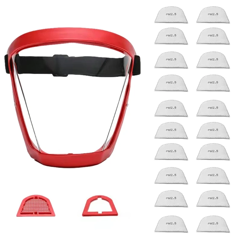 Y1UD Protective Face Shield Face Shield Mask for Work Full Face Shield for Whacking Face Shield Mask with 20Pcs Filter