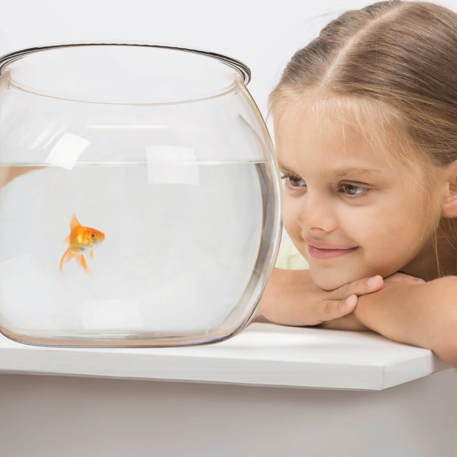 

Clear Plastic Round Fish Bowl 5.5 Inch Transparent Aquarium For Goldfish Turtle Desktop Decor Home Office Small Tank