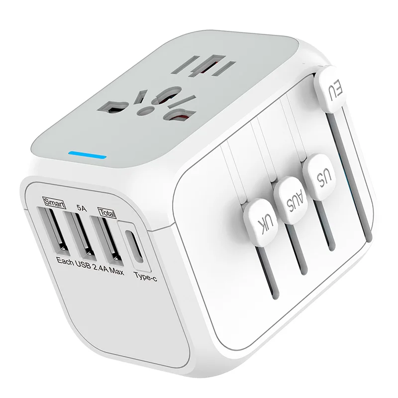 Imagem -02 - Adaptadores de Energia com Usb e tipo c Carregamento Rápido ue Reino Unido Eua Austrália Plugues de Viagem Internacional Usb 5v 3a