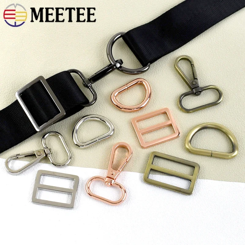 2/5 مجموعات Meetee 16-38 مللي متر قطب جراد البحر مشبك D حلقة مشبك معدني حزام حلقة تسلق كليب هوك حقيبة حزام ثلاثي الإنزلاق المنزلق الأجهزة