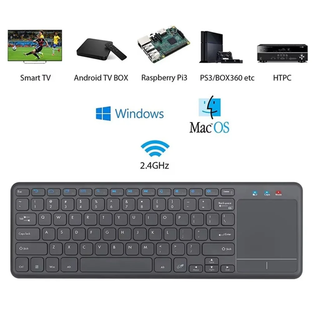 Mini Ultra-slim 2.4GHz Wireless Keyboard 78 Keys Keyboard With Touchpad For Windows Notebook Computer Desktop Laptop