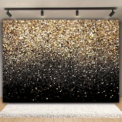 Elevate Your Party: Luxurious Vintage Black & Gold Spotted Vinyl Backdrop - Chic, Durable & Perfect for Photography