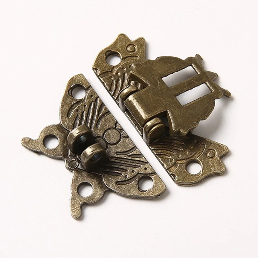 

2 PCS Butterfly Buckle Alloy Latch Hook Locks Suitcase Hasp Wooden Gift