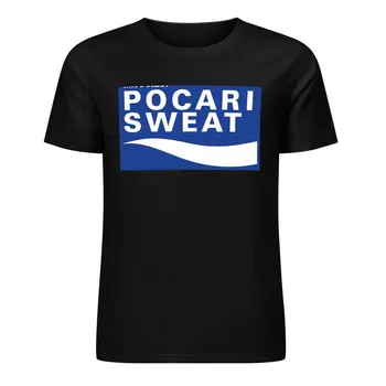 POCARI SWEAT 남성용 블루 배경 티셔츠, 오버사이즈 애니메이션 헐렁한 셔츠 