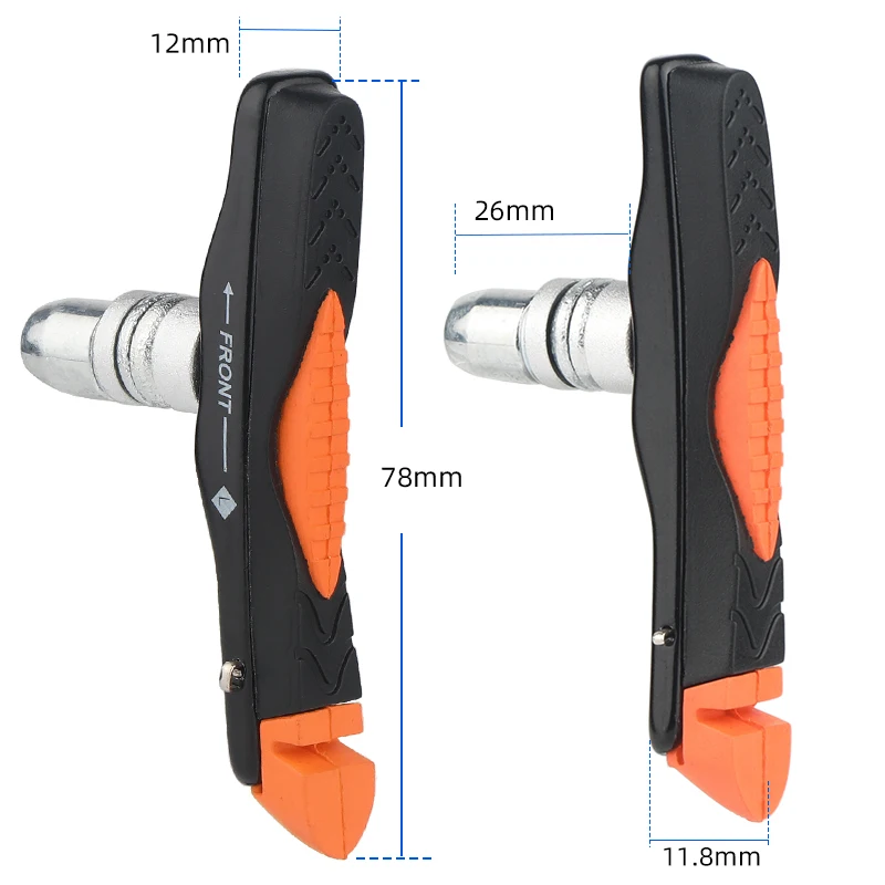 MTB V-brake Pads W/ 78mm Dual Rubber Compounds Brake Inserts ABS Anti-lock Brake System All Weather Use Avoid Pitching Over Kits