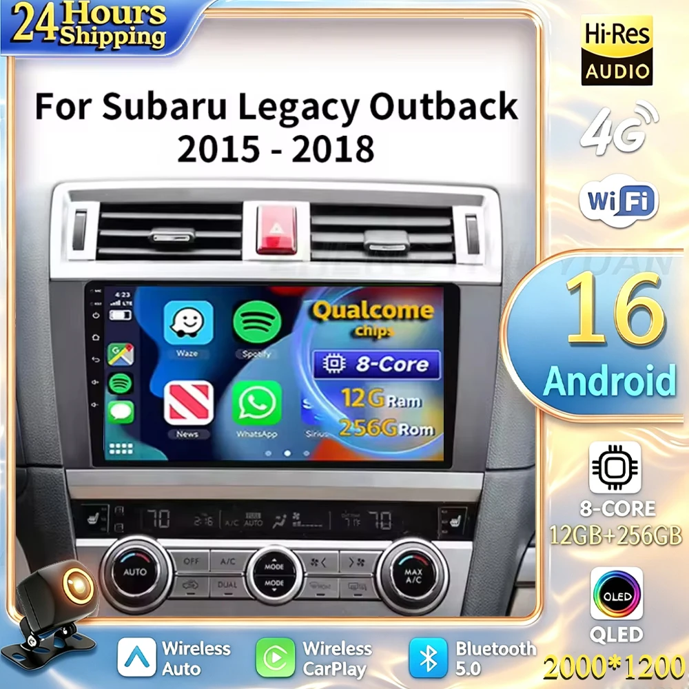For Subaru Outback Legacy 2014 - 2018 Android 16 Car Radio Multimedia Player Android Auto Carplay Head Unit Navigation GPS