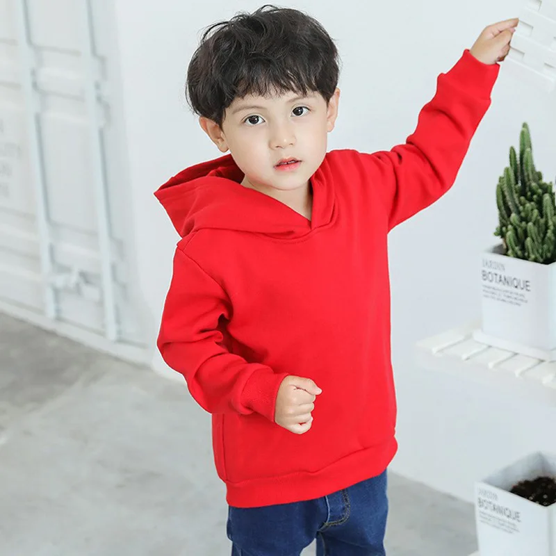 

Blank Velvet autumn winter Fashion Hoodies kids boy girl Pull Over Wholesale Hooded Sweatshirt Unisex Solid Hoodie 90-150cm
