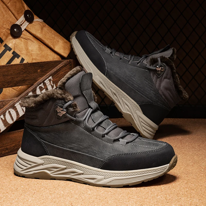 الرجال أحذية الثلوج الشتاء عالية أعلى أحذية رياضية أفخم الشتاء الدافئ الأحذية في الهواء الطلق عدم الانزلاق أحذية التنزه الجلود حذاء بوت بطول الكاحل بوتاس Hombre