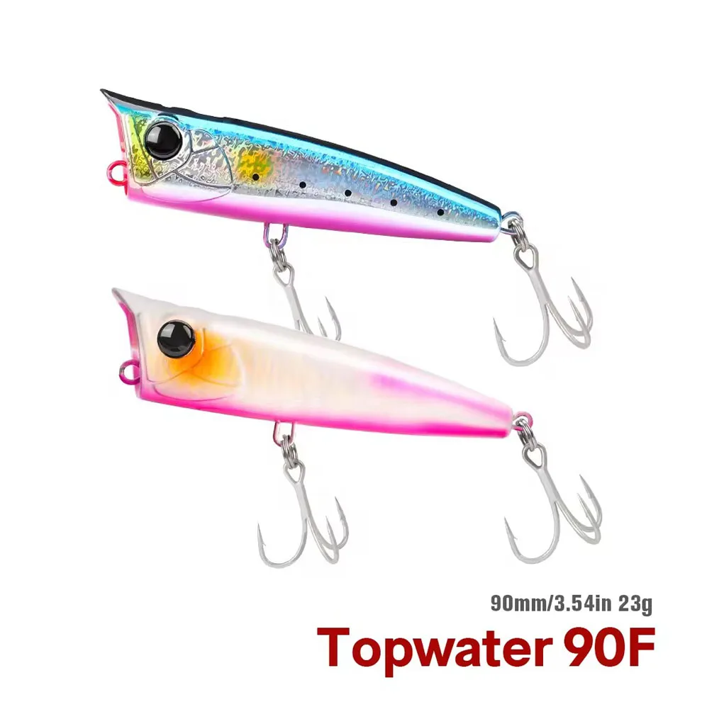 Topwater Popper Angelköder 90F 90mm 23g Oberfläche schwimmender harter Köder für Salzwasser-Power-Angeln SW-Spielmodell