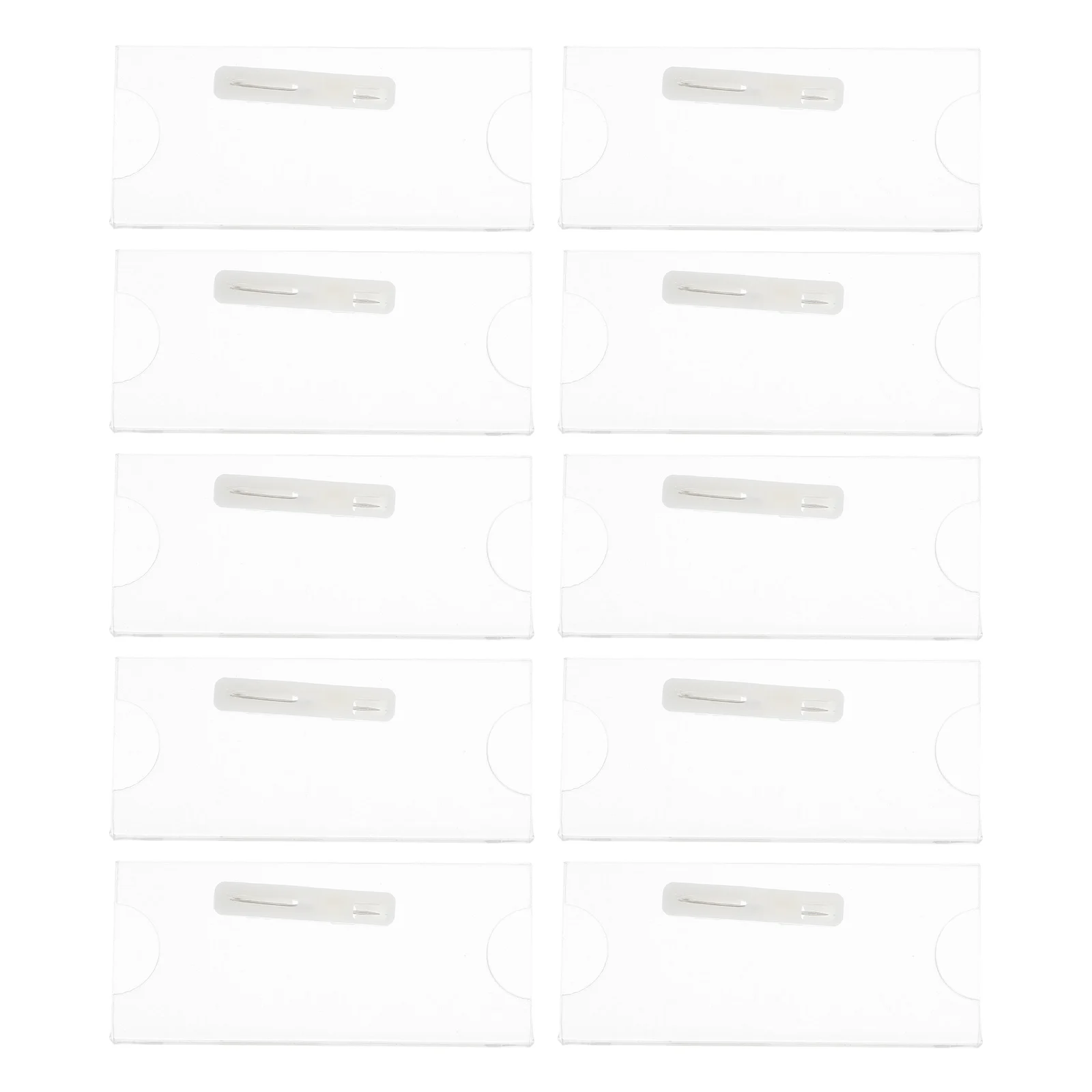 

10pcs Transparent Acrylic Name Badges Holders Sturdy Id Badge Holder For Office School Hotel Use Tag Rack Employee Work