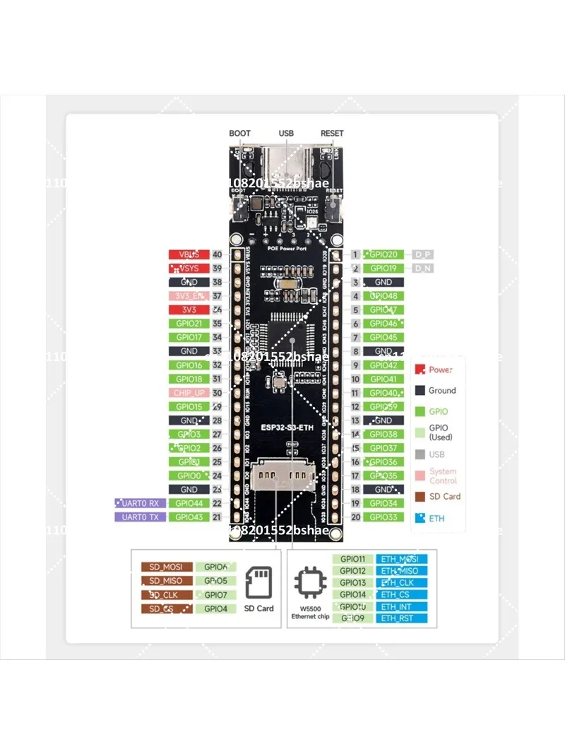 ESP32-S3-POE-ETH ESP32-S3 Ethernet Development Board Dual-Core Wi-Fi Bluetooth USB Type-C view 6