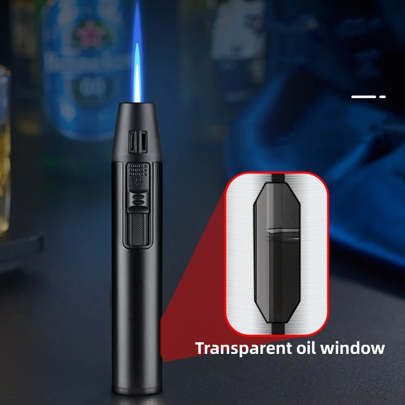 1300 ℃ High TemperatureTransparent Oil Window Windproof Gas Jet Flame Torch Lighters Outdoor Camping BBQ Kitchen Cigar Lighter