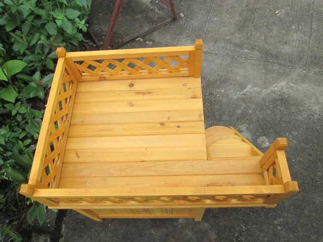 Natural Small Wood Wooden Pet House for Cats and Dogs Balcony Furniture