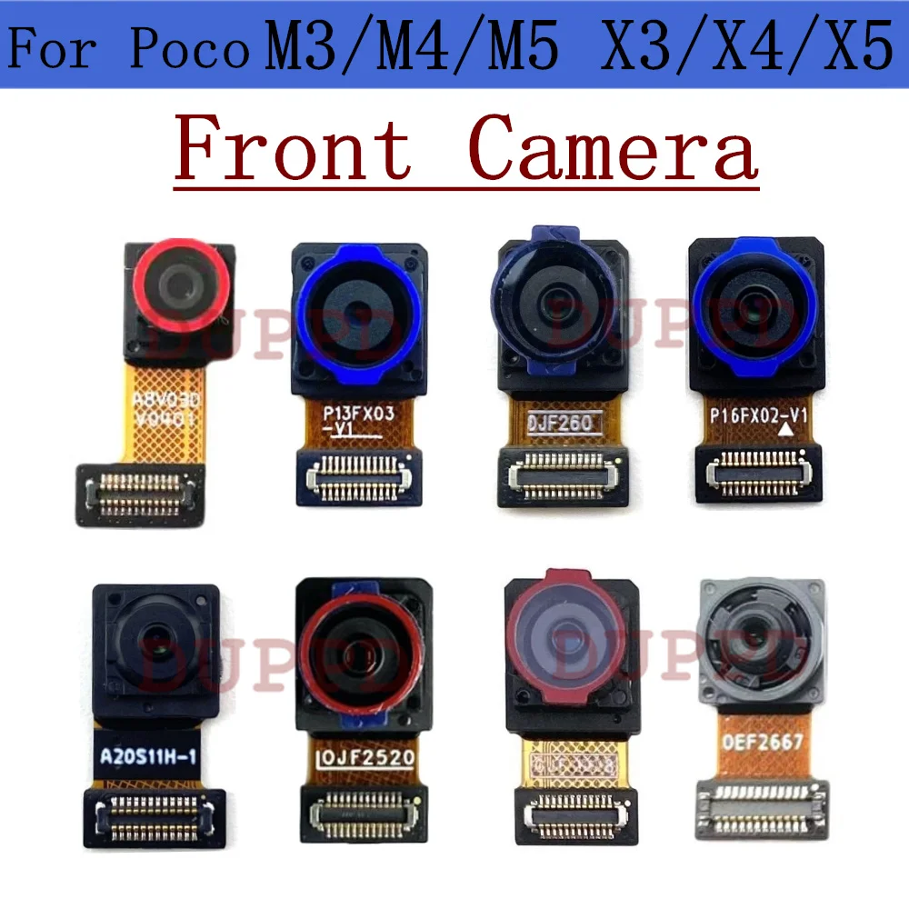 Front Camera For Xiaomi Poco M3 M4 M5 X3 X4 X5 Pro GT 5G Small Frontal Selfie Facing Cameras Module Flex Cable Parts