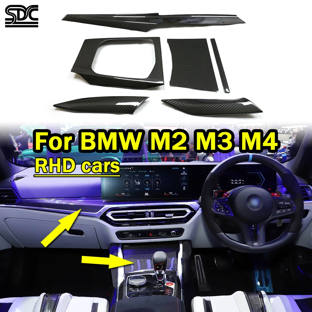 

Комплекты внутренней отделки из настоящего углеродного волокна RHD, консольная панель для BMW M2 M3 M4 M240i G20 M340i G22 2021-2023 Prepreg Dry Carbon Fiber
