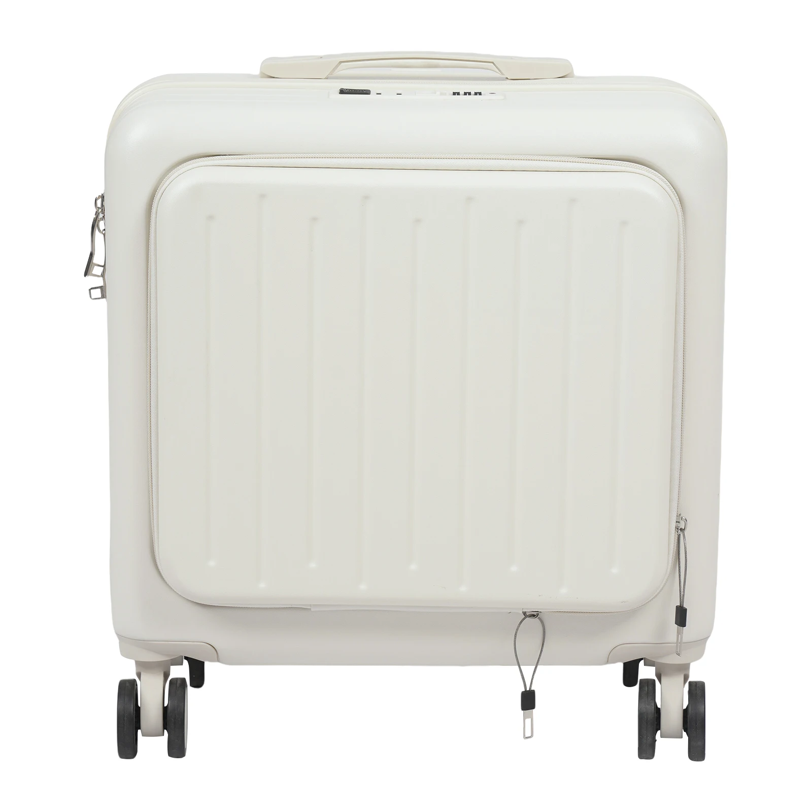 18 Inch Front Opening Multifunctional Luggage Compartment for Boarding - White Suitcase Widely Used In Short-Distance Domestic