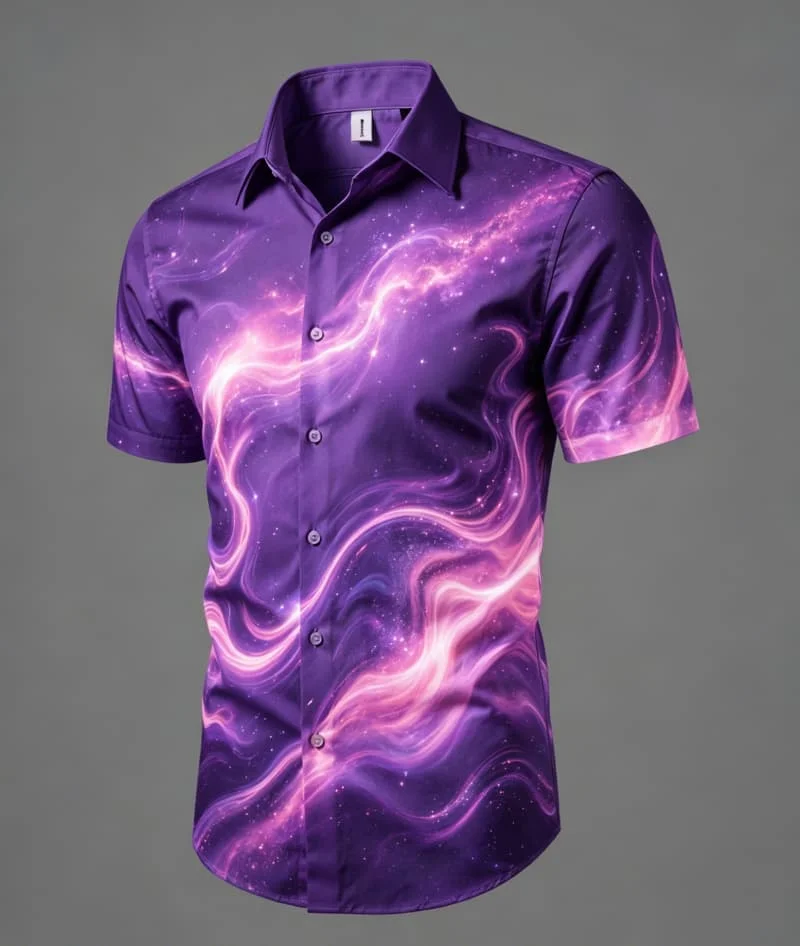 26-27 fluid&abstract Line Printed 3D Short Sleeved shirt, Clean And Artistic charm, Suitable For Personalized Street Wear