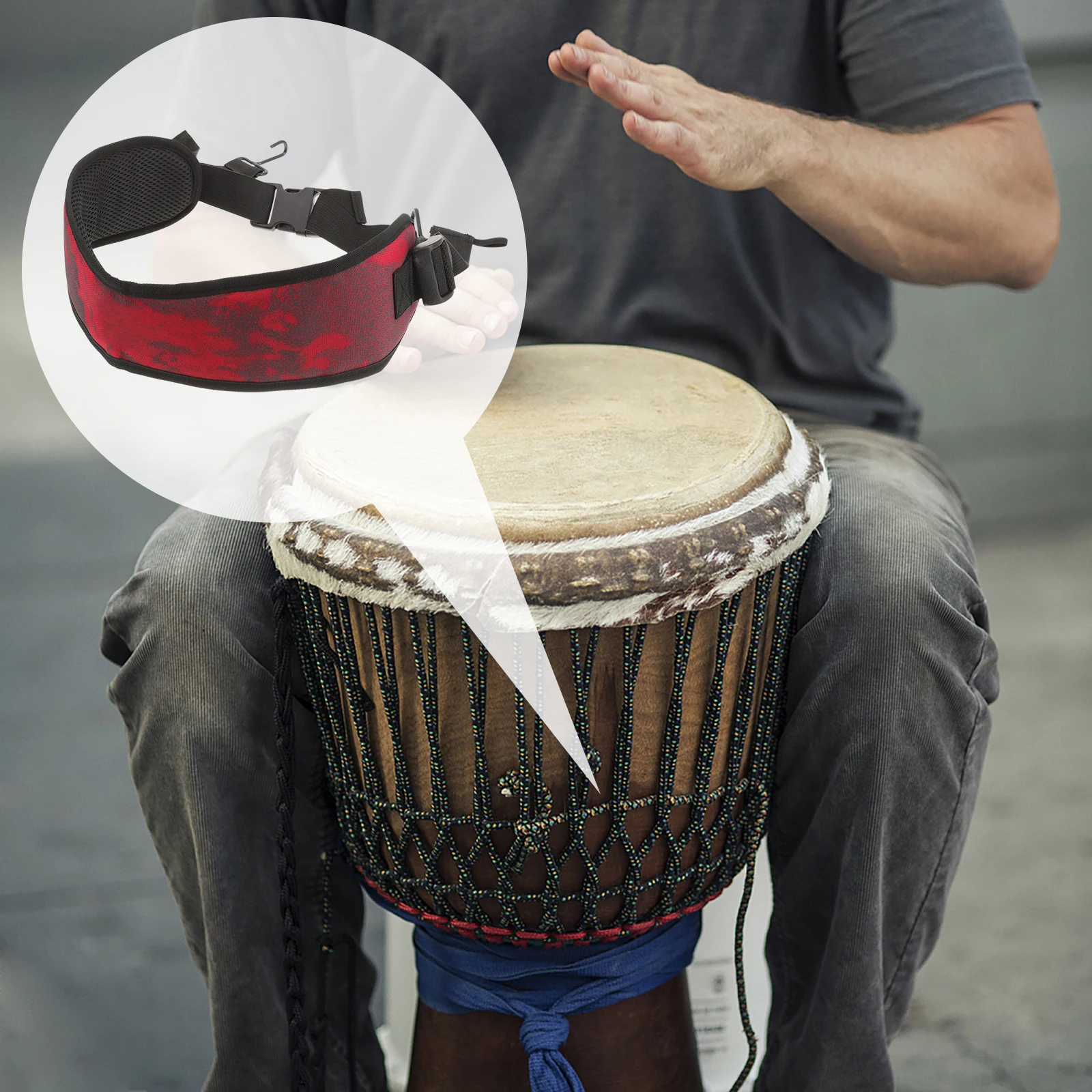 

Djembe Drum Sling Snare Drum Strap Belt Adult Red Camouflage 36 Adjustable Hand Percussion Instrument Accessories