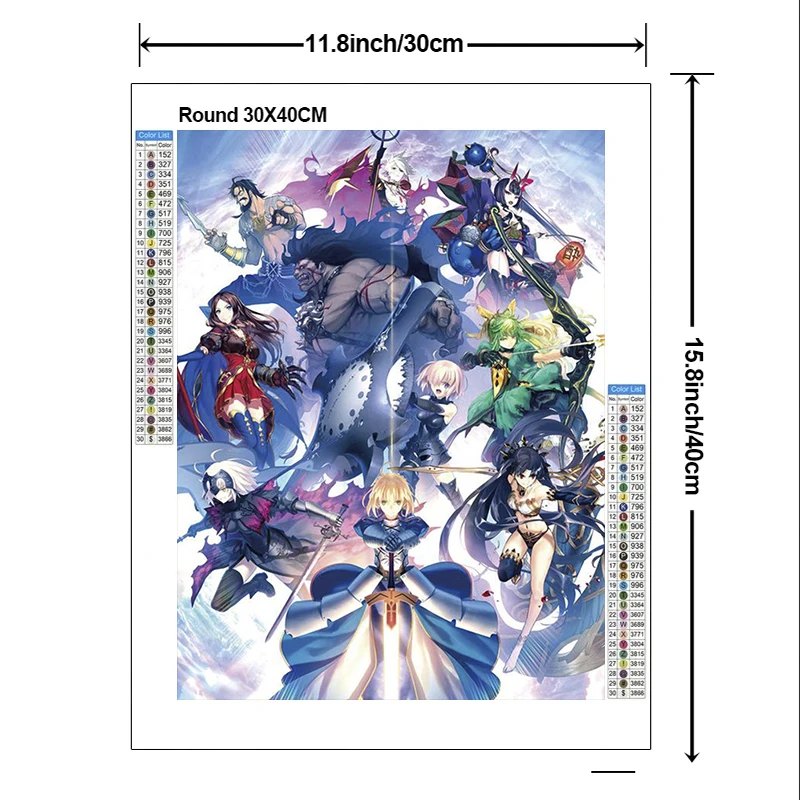 2024 New 5D DIY Fate/Zero Diamond Painting Kit FZ Diamond Embroidery Color Oil Painting Hand Mosaic art home decor