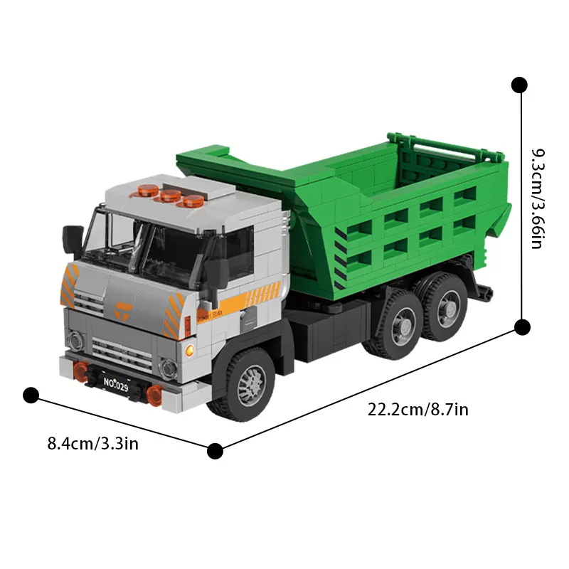 Kecepatan Mobil Klasik Retro Tugas Berat Dump Truck Model Blok Bangunan Kota Konstruksi Bata Kendaraan Transportasi Mainan