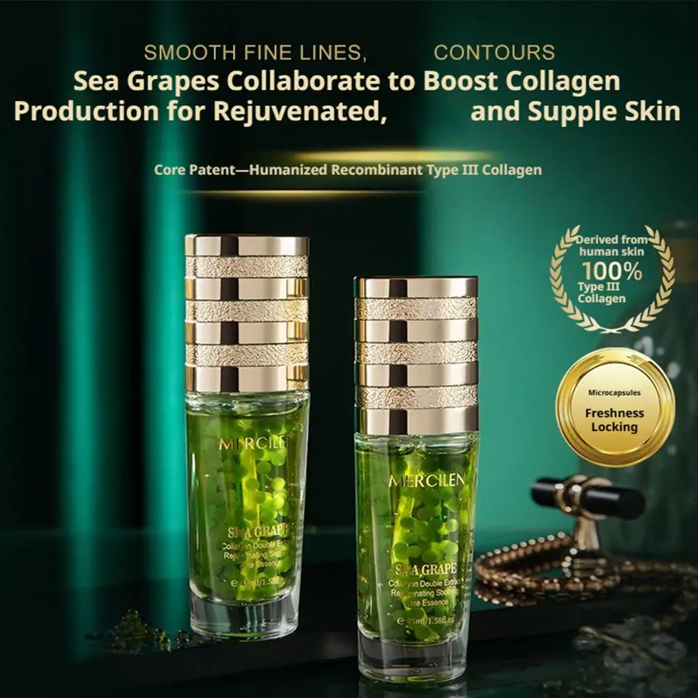 Collagen Sea Grape Essence Face Liquid Plant Extract Antioxidant Repairing Fine Lines Eraser Skin Care for Radiant Complexion