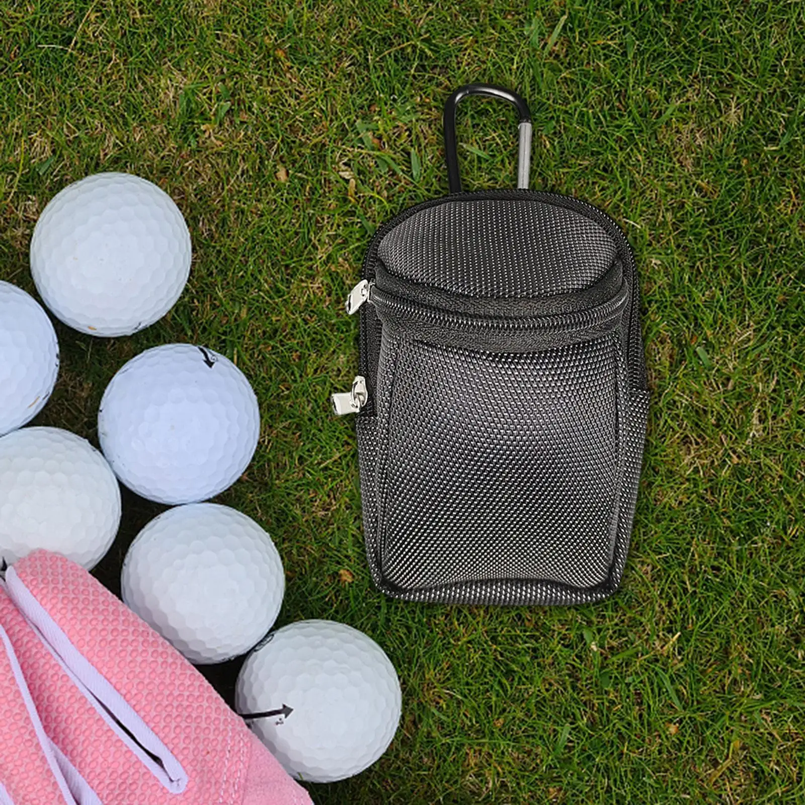 Golf Ball Pouch Durable with Carabiner Holding Balls Tees Golf Ball Carry Bag