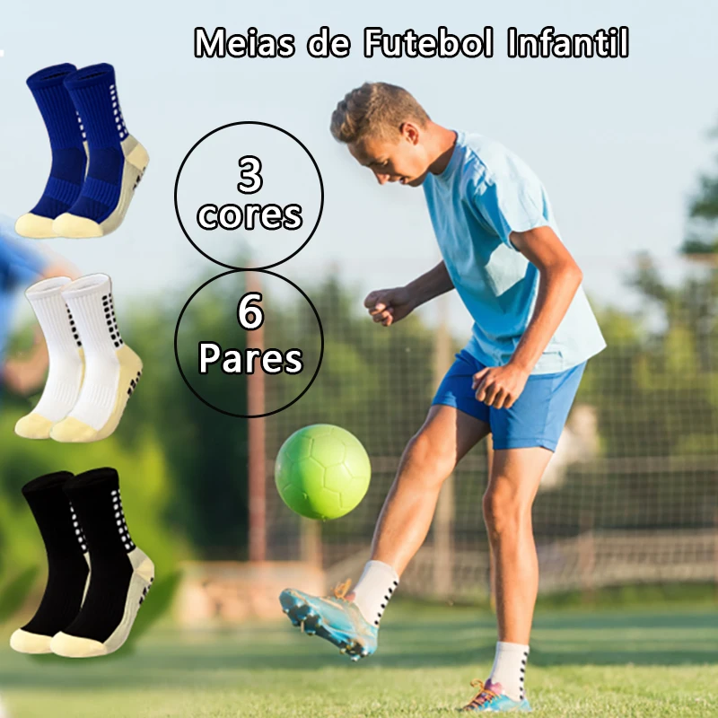 جوارب رياضية من السيليكون للأطفال للأولاد ، حماية سميكة ، جوارب كرة قدم متوسطة ، مقاومة للإنزلاق
