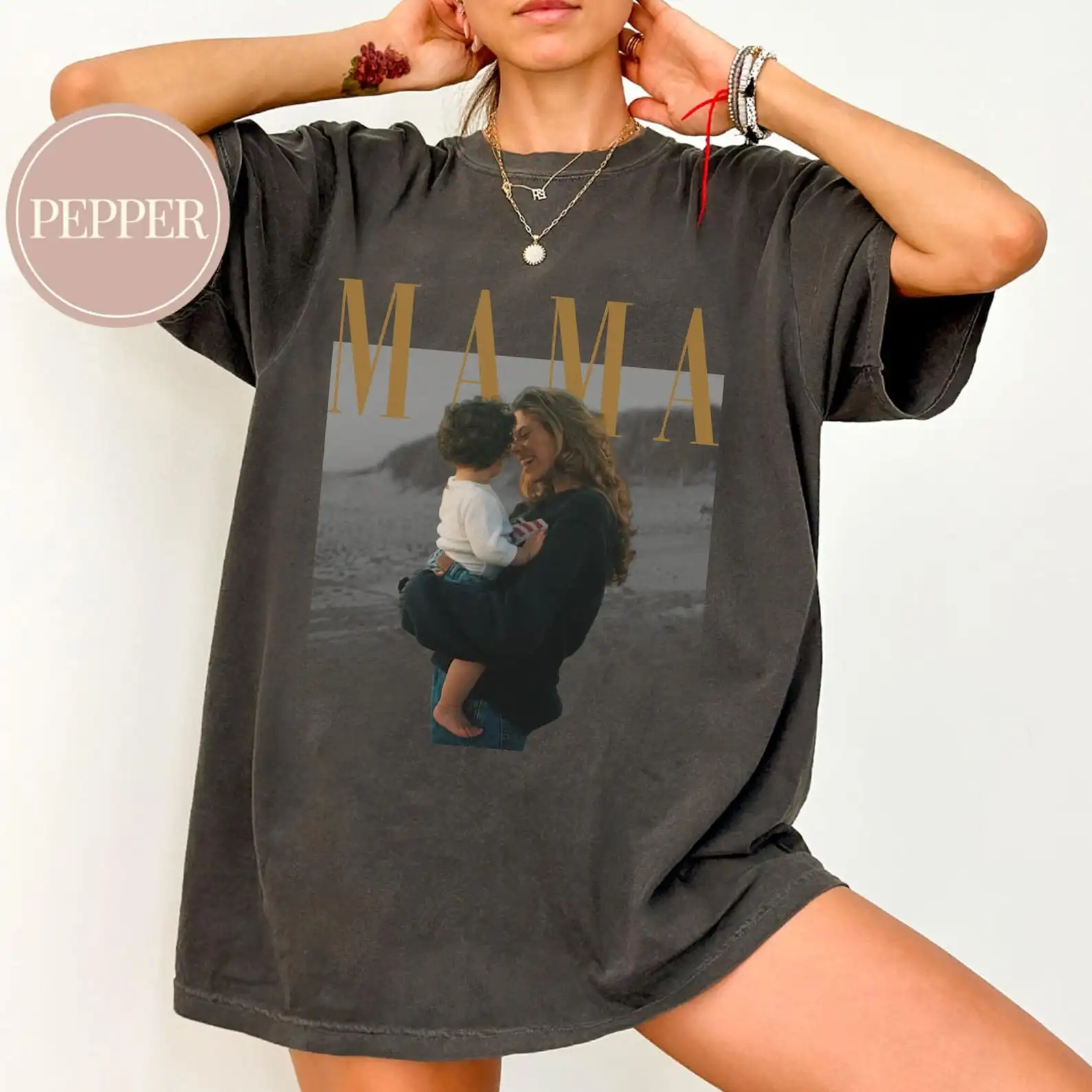 

Custom Photo Image Mama Mother Shirt Mother Day Birthday Gifts New Mom Shirt Women Peronalized Stylish Photo Printed Shirts
