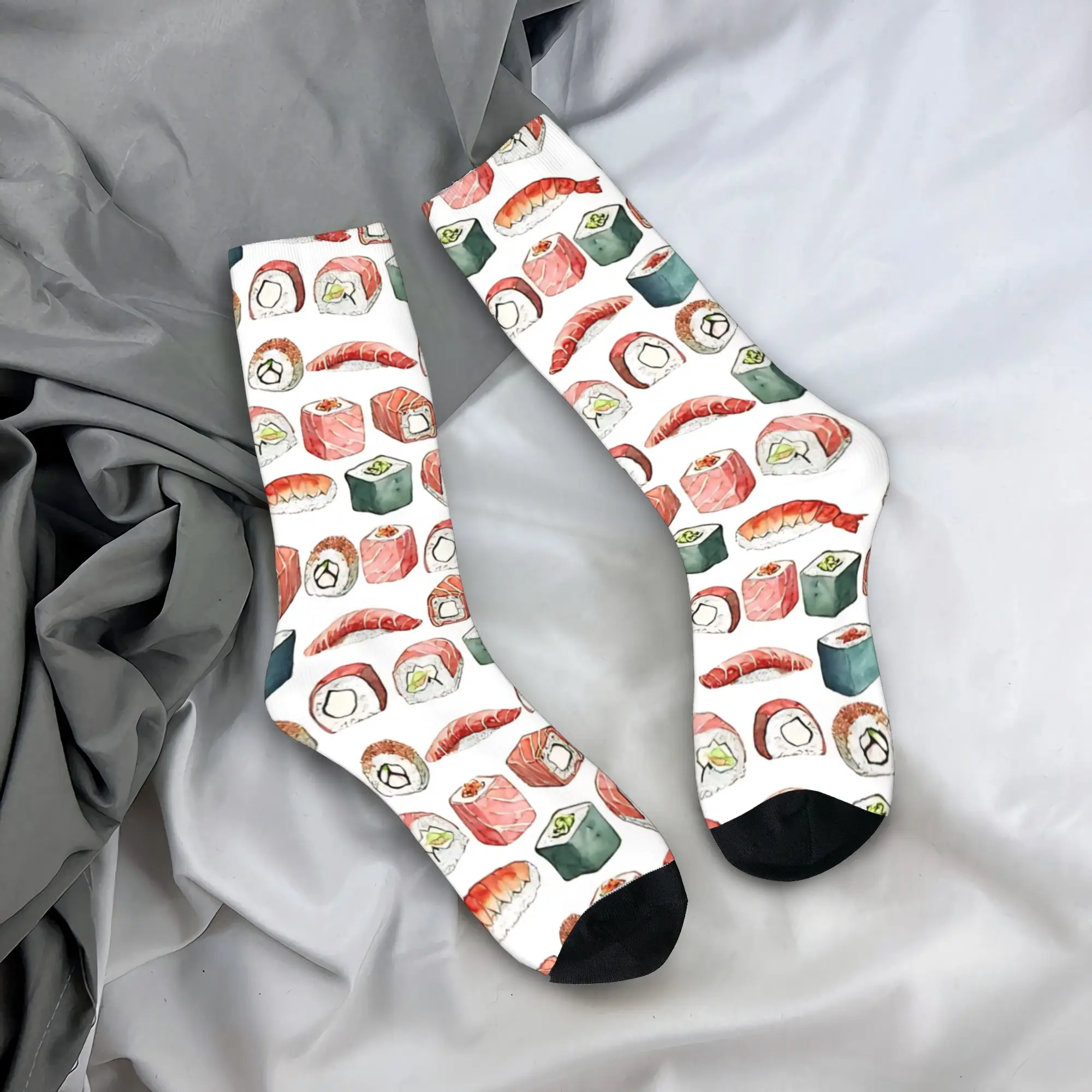 

Watercolor Hand Of Sushi Socks Elegant Stockings Women Men Soft Cycling Socks Autumn Printed Non-Slip Socks