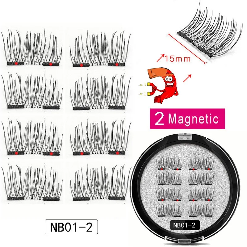 Cils magnétiques demi-yeux avec 2 aimants, kit applicateur de cils, cils de vison naturels entrecroisés, réutilisables, longue durée, 8 pièces