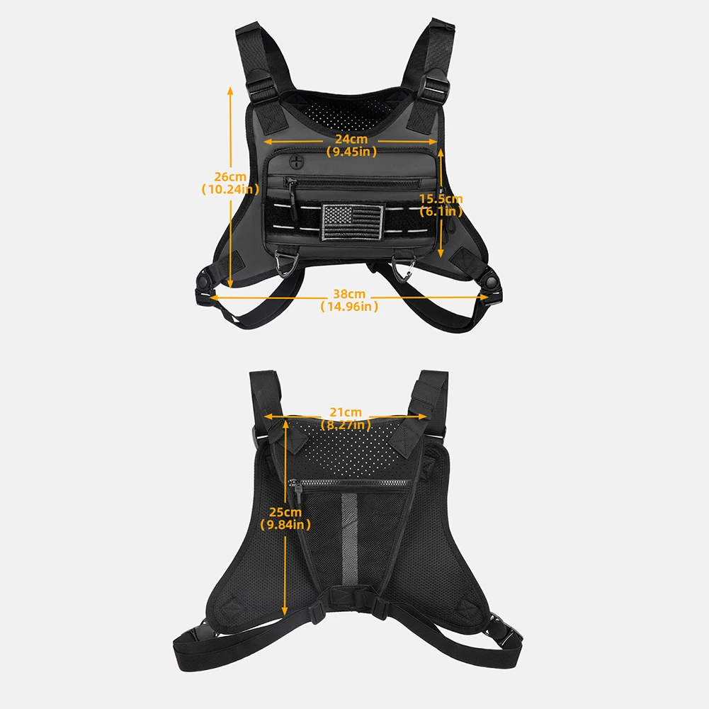 Marsupio Marsupio Zaino pettorale unisex Hip Hop Streetwear Gilet Borse sportive tattiche casual di grande capacità per uomo donna