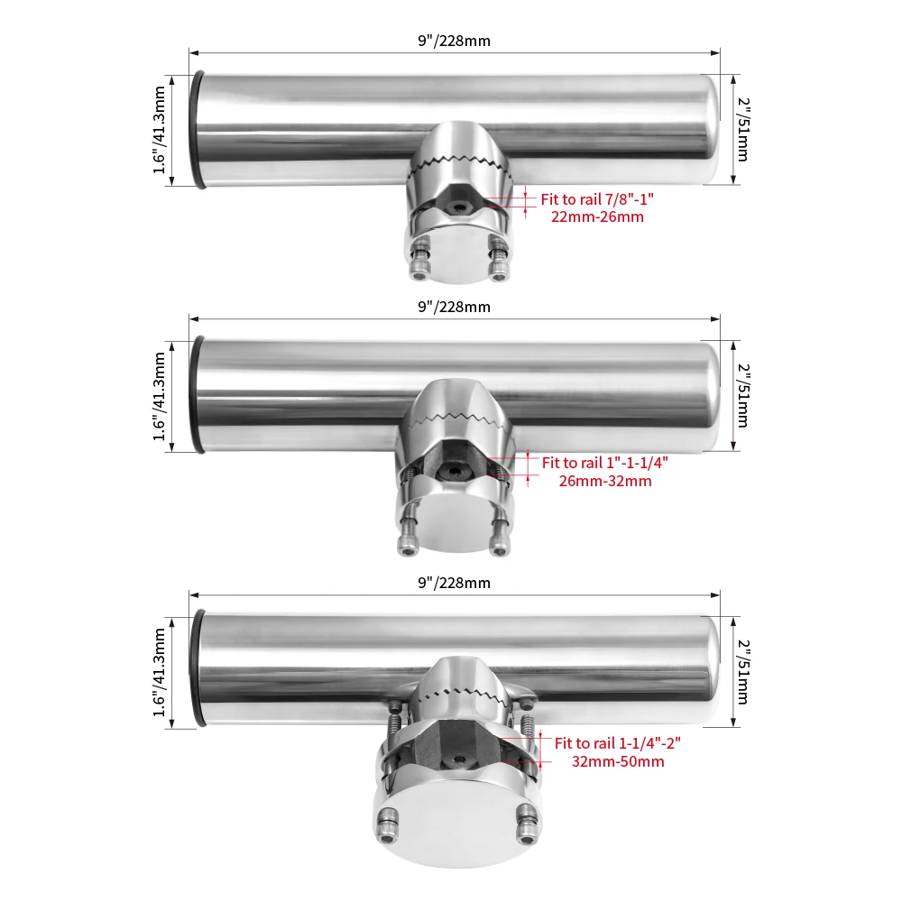 (1 قطعة) الأجهزة البحرية 316 الفولاذ المقاوم للصدأ الصيد رود حامل رف دعم للسكك الحديدية 19-25 مللي متر 25-32 مللي متر 32-50 مللي متر اكسسوارات للقوارب