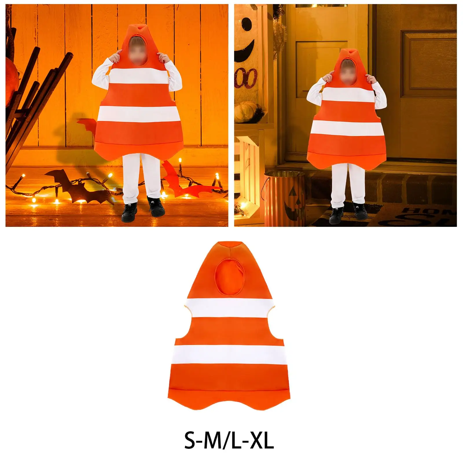 Traje de cone de tráfego decorativo laranja vestir-se festival roupas halloween crianças traje cosplay para meninas meninos crianças