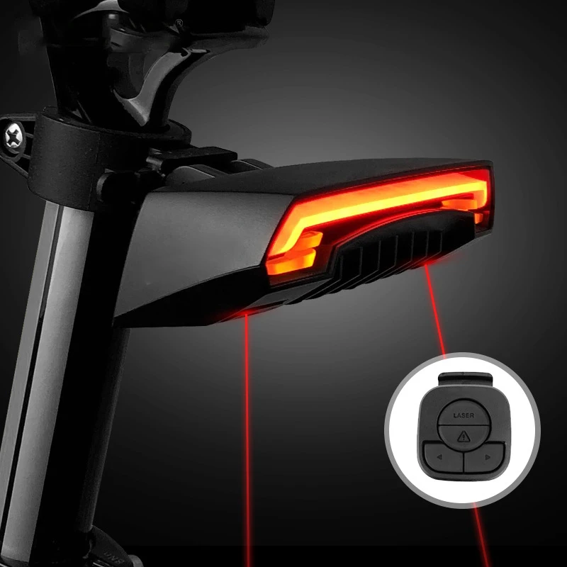 

AT Smart USB Rechargeable Cycling Remote Turn Led Wireless Bike Bicycle Rear Light Laser Tail Lamp Led Lights for Bike